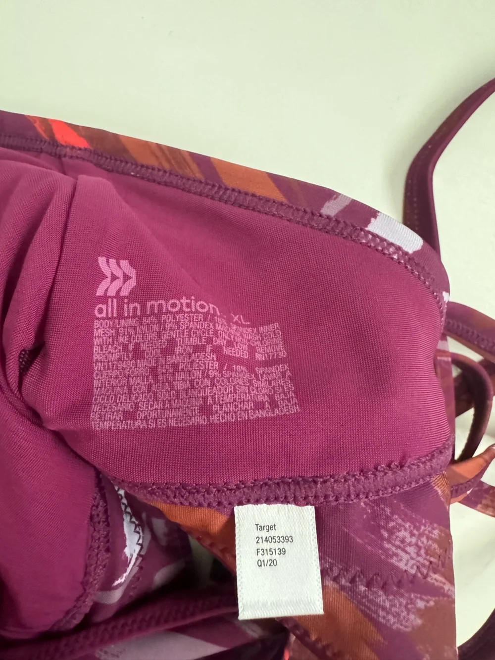 All in Motion NWT Target Strappy Low Support Sports Bra in Plum Print size XL - Picture 7 of 8